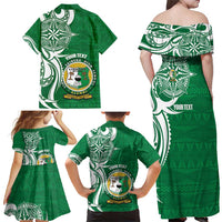 Personalised Liahona - Saineha High School Family Matching Off Shoulder Maxi Dress and Hawaiian Shirt Tongan Ngatu Pattern LT14 - Polynesian Pride