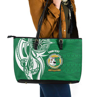 Personalised Liahona - Saineha High School Leather Tote Bag Tongan Ngatu Pattern - Polynesian Pride