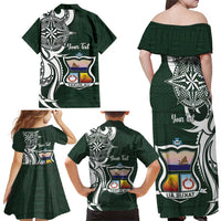 Personalised Tonga Takuilau College Family Matching Off Shoulder Maxi Dress and Hawaiian Shirt Est 1975 Tongan Ngatu Pattern LT14 - Polynesian Pride
