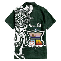 Personalised Tonga Takuilau College Family Matching Off Shoulder Short Dress and Hawaiian Shirt Est 1975 Tongan Ngatu Pattern LT14 - Polynesian Pride