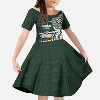 Personalised Tonga Takuilau College Kid Short Sleeve Dress Est 1975 Tongan Ngatu Pattern - Polynesian Pride
