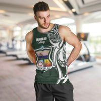 Personalised Tonga Takuilau College Men Tank Top Est 1975 Tongan Ngatu Pattern LT14 Green - Polynesian Pride
