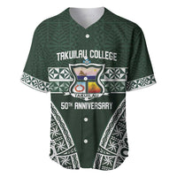 Personalised Tonga Takuilau College Baseball Jersey 50th Anniversary Ngatu Kupesi LT14 Green - Polynesian Pride