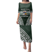Personalised Tonga Takuilau College Family Matching Puletasi and Hawaiian Shirt 50th Anniversary Ngatu Kupesi LT14 Mom's Dress Green - Polynesian Pride
