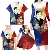 Philippines Rizal Day Family Matching Long Sleeve Bodycon Dress and Hawaiian Shirt Filipino Sampaguita Grunge Style LT14 - Polynesian Pride