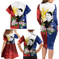 Philippines Rizal Day Family Matching Long Sleeve Bodycon Dress and Hawaiian Shirt Filipino Sampaguita Grunge Style LT14 - Polynesian Pride