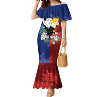 Philippines Rizal Day Family Matching Mermaid Dress and Hawaiian Shirt Filipino Sampaguita Grunge Style LT14 Mom's Dress Blue - Polynesian Pride