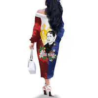 Philippines Rizal Day Family Matching Off The Shoulder Long Sleeve Dress and Hawaiian Shirt Filipino Sampaguita Grunge Style LT14 - Polynesian Pride