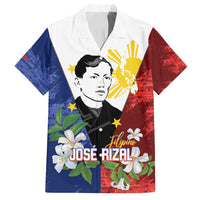 Philippines Rizal Day Family Matching Off Shoulder Maxi Dress and Hawaiian Shirt Filipino Sampaguita Grunge Style LT14 Dad's Shirt - Short Sleeve Blue - Polynesian Pride