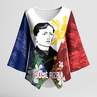 Philippines Rizal Day Kimono Sleeve Blouse Filipino Sampaguita Grunge Style LT14 Female Blue - Polynesian Pride