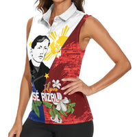 Philippines Rizal Day Women Sleeveless Polo Shirt Filipino Sampaguita Grunge Style - Polynesian Pride