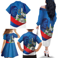 Philippines Rizal Day Family Matching Off The Shoulder Long Sleeve Dress and Hawaiian Shirt Filipino Motto Stella Polynesian Pattern LT14 - Polynesian Pride