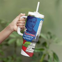 Philippines Rizal Day Tumbler With Handle Filipino Motto Stella Polynesian Pattern - Polynesian Pride