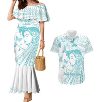 Polynesia Cervical Cancer Awareness Month Couples Matching Mermaid Dress and Hawaiian Shirt Polynesian Women Faith Hope Love! LT14 White - Polynesian Pride
