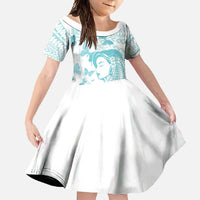 Polynesia Cervical Cancer Awareness Month Family Matching Long Sleeve Bodycon Dress and Hawaiian Shirt Polynesian Women Faith Hope Love! LT14 Daughter's Dress White - Polynesian Pride