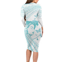 Polynesia Cervical Cancer Awareness Month Family Matching Long Sleeve Bodycon Dress and Hawaiian Shirt Polynesian Women Faith Hope Love! LT14 - Polynesian Pride