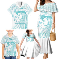 Polynesia Cervical Cancer Awareness Month Family Matching Mermaid Dress and Hawaiian Shirt Polynesian Women Faith Hope Love! LT14 - Polynesian Pride