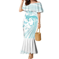 Polynesia Cervical Cancer Awareness Month Family Matching Mermaid Dress and Hawaiian Shirt Polynesian Women Faith Hope Love! LT14 Mom's Dress White - Polynesian Pride