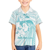 Polynesia Cervical Cancer Awareness Month Family Matching Off Shoulder Maxi Dress and Hawaiian Shirt Polynesian Women Faith Hope Love! LT14 Son's Shirt White - Polynesian Pride