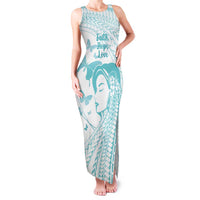 Polynesia Cervical Cancer Awareness Month Family Matching Tank Maxi Dress and Hawaiian Shirt Polynesian Women Faith Hope Love! LT14 Mom's Dress White - Polynesian Pride