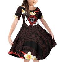 Polynesia AIDS Awareness Month Family Matching Off Shoulder Short Dress and Hawaiian Shirt Take The Rights Path Polynesian Pattern LT14 Daughter's Dress Red - Polynesian Pride