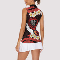 Polynesia AIDS Awareness Month Women Sleeveless Polo Shirt Take The Rights Path Polynesian Pattern