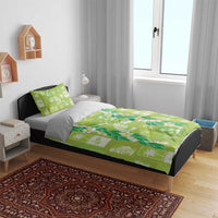Aloha Hawaii Tuberose Lei Bedding Set Tropical Vibes Green Color - Polynesian Pride