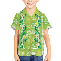 Aloha Hawaii Tuberose Lei Family Matching Summer Maxi Dress and Hawaiian Shirt Tropical Vibes Green Color LT14 - Polynesian Pride