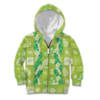 Aloha Hawaii Tuberose Lei Kid Hoodie Tropical Vibes Green Color LT14 Zip Hoodie Green - Polynesian Pride