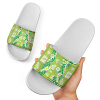 Aloha Hawaii Tuberose Lei Slide Sandals Tropical Vibes Green Color - Polynesian Pride