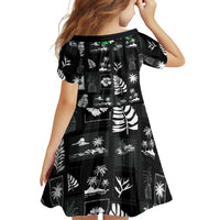 Aloha Hawaii Tuberose Lei Family Matching Long Sleeve Bodycon Dress and Hawaiian Shirt Tropical Vibes Black Color LT14 - Polynesian Pride