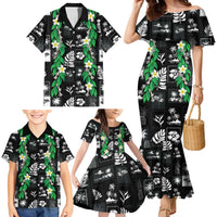 Aloha Hawaii Tuberose Lei Family Matching Mermaid Dress and Hawaiian Shirt Tropical Vibes Black Color LT14 - Polynesian Pride