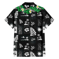 Aloha Hawaii Tuberose Lei Family Matching Off The Shoulder Long Sleeve Dress and Hawaiian Shirt Tropical Vibes Black Color LT14 - Polynesian Pride