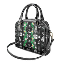 Aloha Hawaii Tuberose Lei Shoulder Handbag Tropical Vibes Black Color - Polynesian Pride