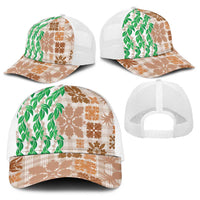 Aloha Hawaii Palaka Tuberose Lei Baseball Net Cap Hawaiian Quilt Seamless Style - Polynesian Pride