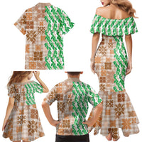 Aloha Hawaii Palaka Tuberose Lei Family Matching Mermaid Dress and Hawaiian Shirt Hawaiian Quilt Seamless Style LT14 - Polynesian Pride