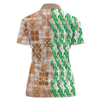 Aloha Hawaii Palaka Tuberose Lei Women Polo Shirt Hawaiian Quilt Seamless Style - Polynesian Pride