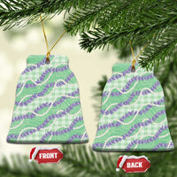 Pastel Green Hawaii Palaka Honohono Pikake Ceramic Ornament Hawaiian Orchid Lei Polynesian Pattern - Polynesian Pride
