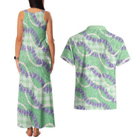 Pastel Green Hawaii Palaka Honohono Pikake Couples Matching Tank Maxi Dress and Hawaiian Shirt Hawaiian Orchid Lei Polynesian Pattern LT14 - Polynesian Pride