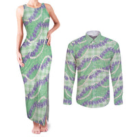 Pastel Green Hawaii Palaka Honohono Pikake Couples Matching Tank Maxi Dress and Long Sleeve Button Shirt Hawaiian Orchid Lei Polynesian Pattern LT14 Pastel Green - Polynesian Pride