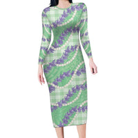 Pastel Green Hawaii Palaka Honohono Pikake Family Matching Long Sleeve Bodycon Dress and Hawaiian Shirt Hawaiian Orchid Lei Polynesian Pattern LT14 Pastel Green - Polynesian Pride