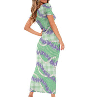 Pastel Green Hawaii Palaka Honohono Pikake Family Matching Short Sleeve Bodycon Dress and Hawaiian Shirt Hawaiian Orchid Lei Polynesian Pattern LT14 - Polynesian Pride