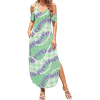 Pastel Green Hawaii Palaka Honohono Pikake Family Matching Summer Maxi Dress and Hawaiian Shirt Hawaiian Orchid Lei Polynesian Pattern LT14 Pastel Green - Polynesian Pride