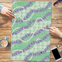 Pastel Green Hawaii Palaka Honohono Pikake Puzzle Hawaiian Orchid Lei Polynesian Pattern - Polynesian Pride