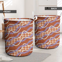 Orange Hawaii Palaka Honohono Pikake Laundry Basket Hawaiian Orchid Lei Polynesian Pattern - Polynesian Pride
