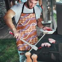 Orange Hawaii Palaka Honohono Pikake Apron Hawaiian Orchid Lei Polynesian Pattern - Polynesian Pride