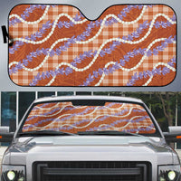 Orange Hawaii Palaka Honohono Pikake Auto Sun Shade Hawaiian Orchid Lei Polynesian Pattern LT14 Orange - Polynesian Pride