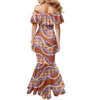 Orange Hawaii Palaka Honohono Pikake Family Matching Mermaid Dress and Hawaiian Shirt Hawaiian Orchid Lei Polynesian Pattern LT14 - Polynesian Pride