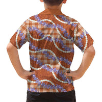 Orange Hawaii Palaka Honohono Pikake Family Matching Off Shoulder Maxi Dress and Hawaiian Shirt Hawaiian Orchid Lei Polynesian Pattern LT14 - Polynesian Pride