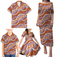 Orange Hawaii Palaka Honohono Pikake Family Matching Puletasi and Hawaiian Shirt Hawaiian Orchid Lei Polynesian Pattern LT14 - Polynesian Pride